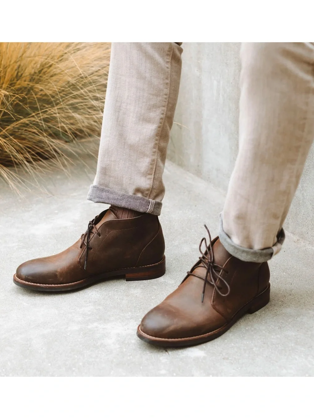 Rhodes Men's Felix Chukka Leather Boots in Brown Rust